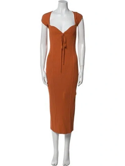 Pre-owned Simkhai V-neck Long Dress In Orange