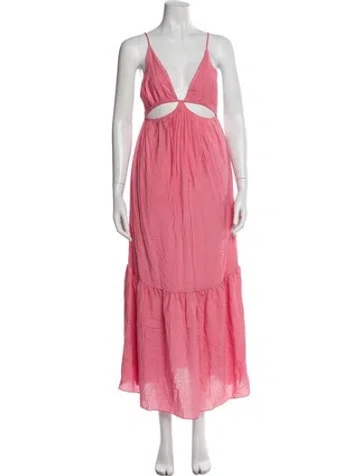 Pre-owned Simkhai V-neck Long Dress In Pink