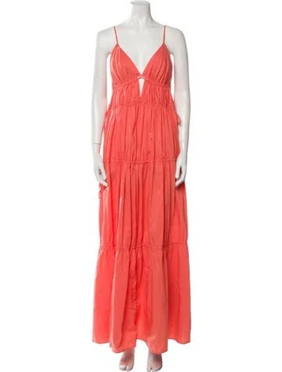 Pre-owned Simkhai V-neck Long Dress In Pink