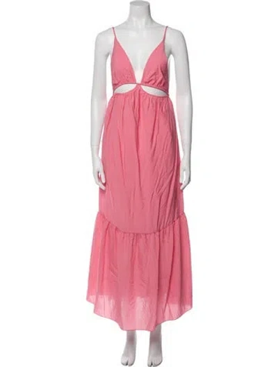 Pre-owned Simkhai V-neck Long Dress In Pink