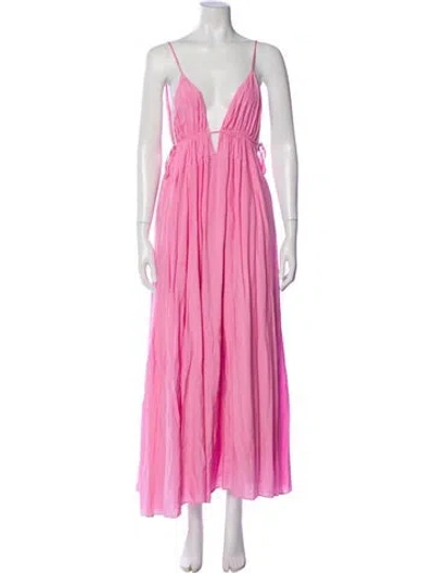 Pre-owned Simkhai V-neck Long Dress In Pink