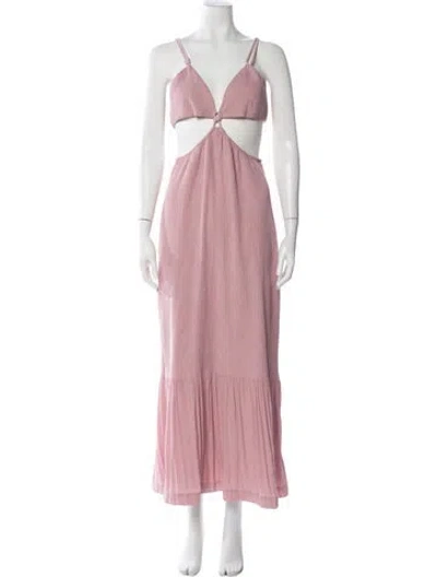 Pre-owned Simkhai V-neck Long Dress In Pink