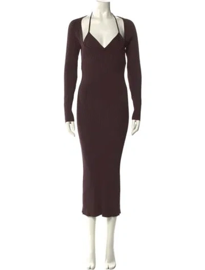 Pre-owned Simkhai V-neck Long Dress In Purple