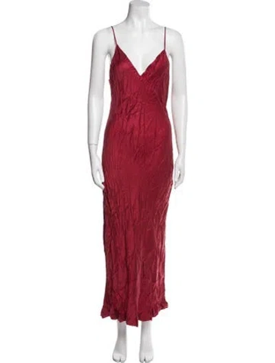 Pre-owned Simkhai V-neck Long Dress In Red