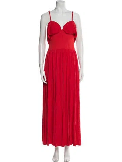 Pre-owned Simkhai V-neck Long Dress In Red