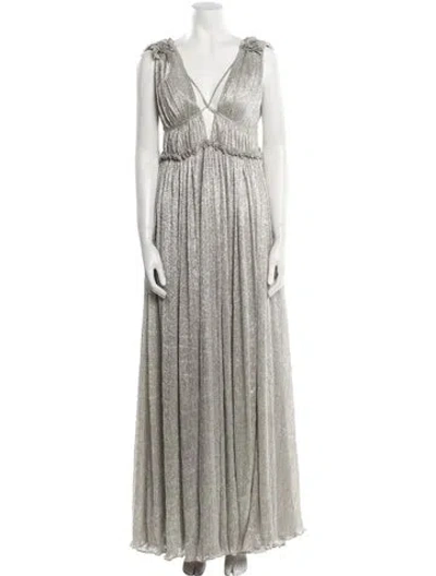 Pre-owned Simkhai V-neck Long Dress In Silver