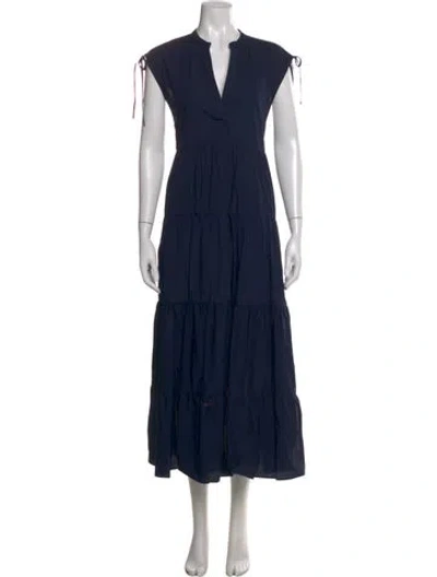 Pre-owned Simkhai V-neck Long Dress W/ Tags In Blue