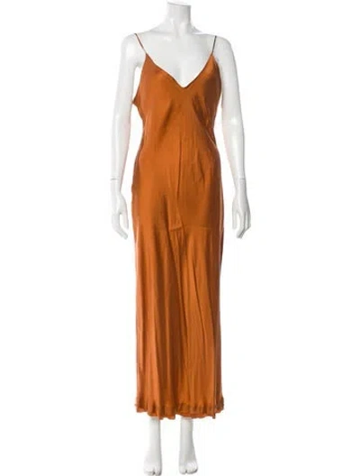 Pre-owned Simkhai V-neck Long Dress W/ Tags In Brown