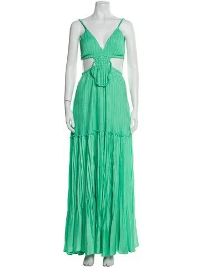 Pre-owned Simkhai V-neck Long Dress W/ Tags In Green
