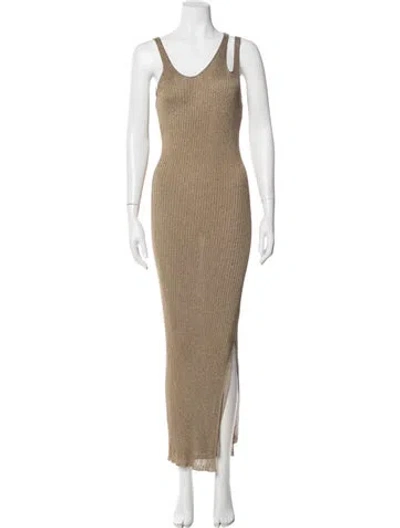 Pre-owned Simkhai V-neck Long Dress W/ Tags In Neutral