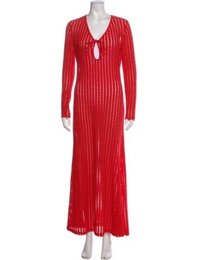 Pre-owned Simkhai V-neck Long Dress W/ Tags In Red