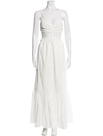 Pre-owned Simkhai V-neck Long Dress In White