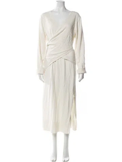 Pre-owned Simkhai V-neck Long Dress In White