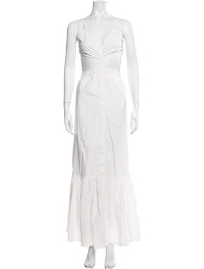 Pre-owned Simkhai V-neck Long Dress In White