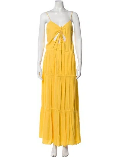 Pre-owned Simkhai V-neck Long Dress In Yellow