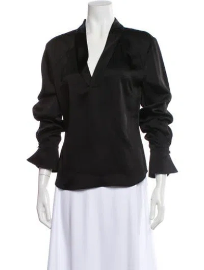 Pre-owned Simkhai V-neck Long Sleeve Blouse In Black