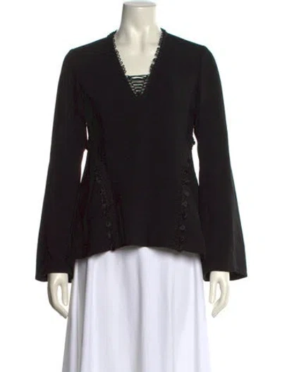 Pre-owned Simkhai V-neck Long Sleeve Blouse In Black