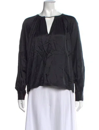 Pre-owned Simkhai V-neck Long Sleeve Blouse In Black