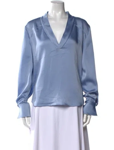 Pre-owned Simkhai V-neck Long Sleeve Blouse In Blue
