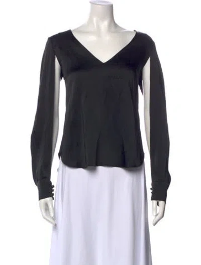 Pre-owned Simkhai V-neck Long Sleeve Blouse In Blue