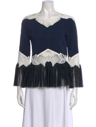 Pre-owned Simkhai V-neck Long Sleeve Blouse In Blue