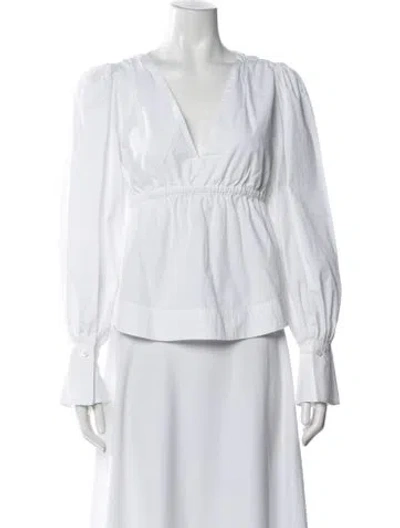 Pre-owned Simkhai V-neck Long Sleeve Blouse In Blue