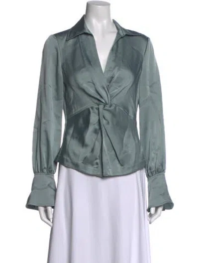 Pre-owned Simkhai V-neck Long Sleeve Blouse In Blue