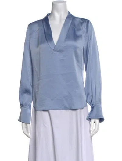 Pre-owned Simkhai V-neck Long Sleeve Blouse In Blue