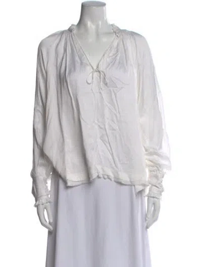 Pre-owned Simkhai V-neck Long Sleeve Blouse In Gray