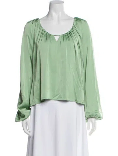 Pre-owned Simkhai V-neck Long Sleeve Blouse In Green