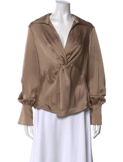 Pre-owned Simkhai V-neck Long Sleeve Blouse In Neutral