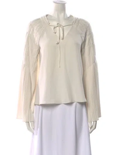 Pre-owned Simkhai V-neck Long Sleeve Blouse In Neutral
