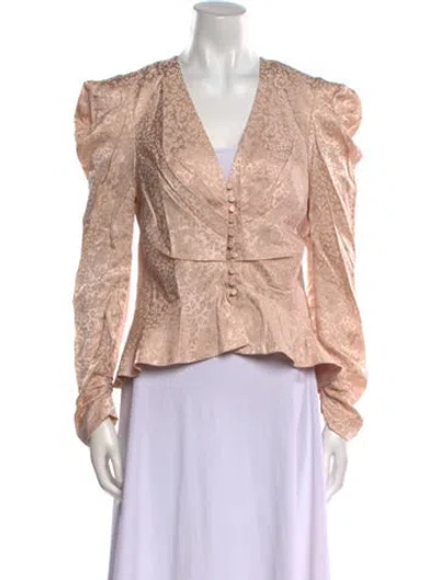 Pre-owned Simkhai V-neck Long Sleeve Blouse In Neutral