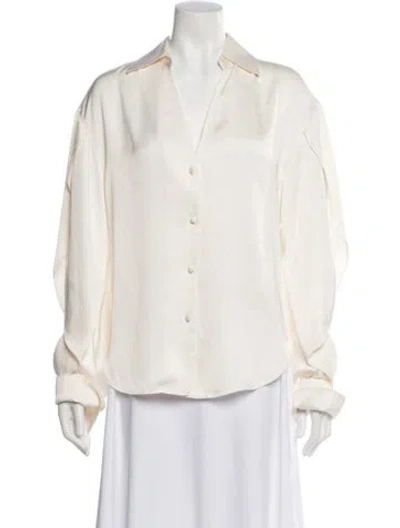 Pre-owned Simkhai V-neck Long Sleeve Blouse In Neutral