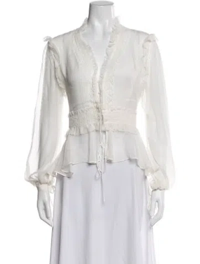 Pre-owned Simkhai V-neck Long Sleeve Blouse In Neutral