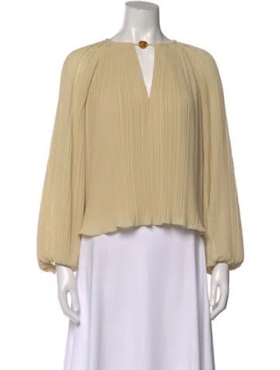 Pre-owned Simkhai V-neck Long Sleeve Blouse In Neutral