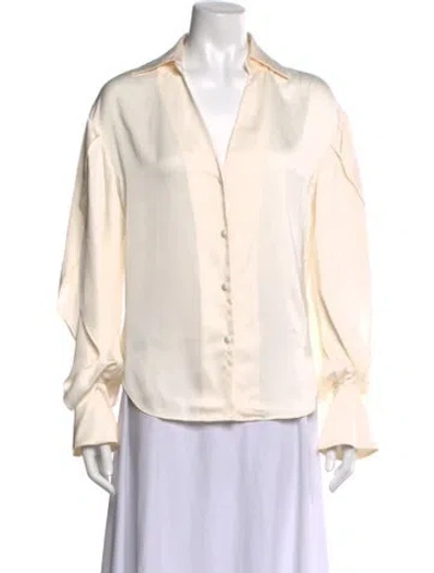 Pre-owned Simkhai V-neck Long Sleeve Blouse In Neutral
