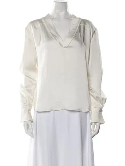 Pre-owned Simkhai V-neck Long Sleeve Blouse In Neutral