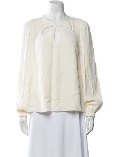 Pre-owned Simkhai V-neck Long Sleeve Blouse In Neutral