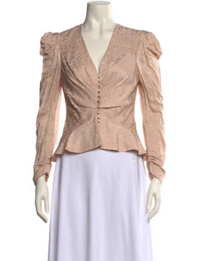 Pre-owned Simkhai V-neck Long Sleeve Blouse In Pink