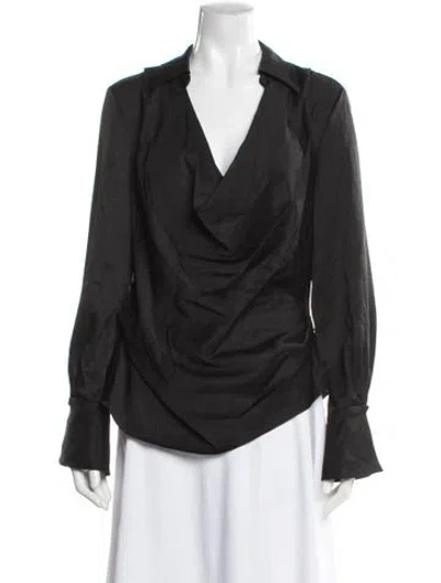 Pre-owned Simkhai V-neck Long Sleeve Blouse W/ Tags In Gray