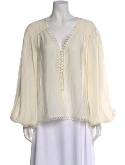 Pre-owned Simkhai V-neck Long Sleeve Blouse W/ Tags In Neutral