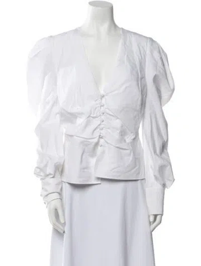 Pre-owned Simkhai V-neck Long Sleeve Blouse In White