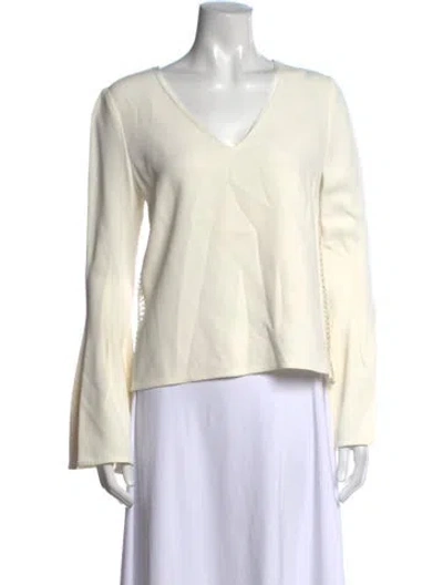 Pre-owned Simkhai V-neck Long Sleeve Blouse In White
