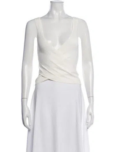 Pre-owned Simkhai V-neck Long Sleeve Blouse In White