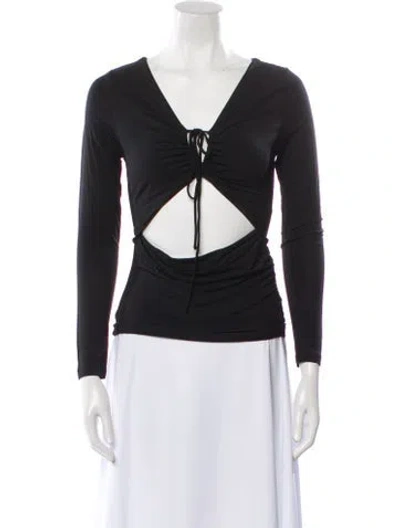 Pre-owned Simkhai V-neck Long Sleeve Bodysuit In Black