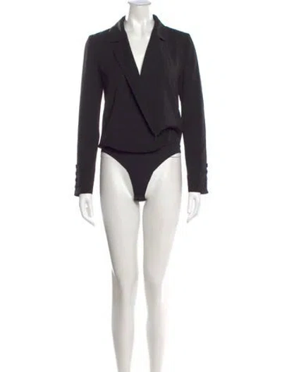 Pre-owned Simkhai V-neck Long Sleeve Bodysuit In Black