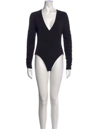 Pre-owned Simkhai V-neck Long Sleeve Bodysuit In Black