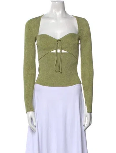 Pre-owned Simkhai V-neck Long Sleeve Bodysuit In Green