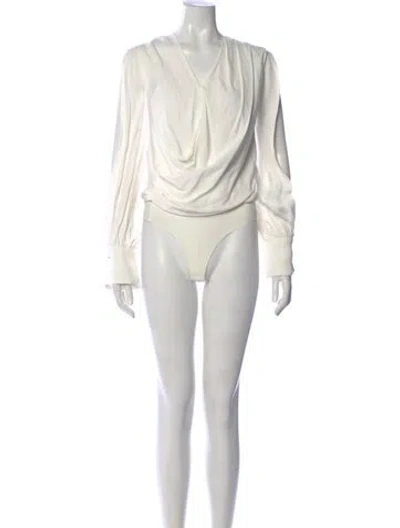 Pre-owned Simkhai V-neck Long Sleeve Bodysuit W/ Tags In White